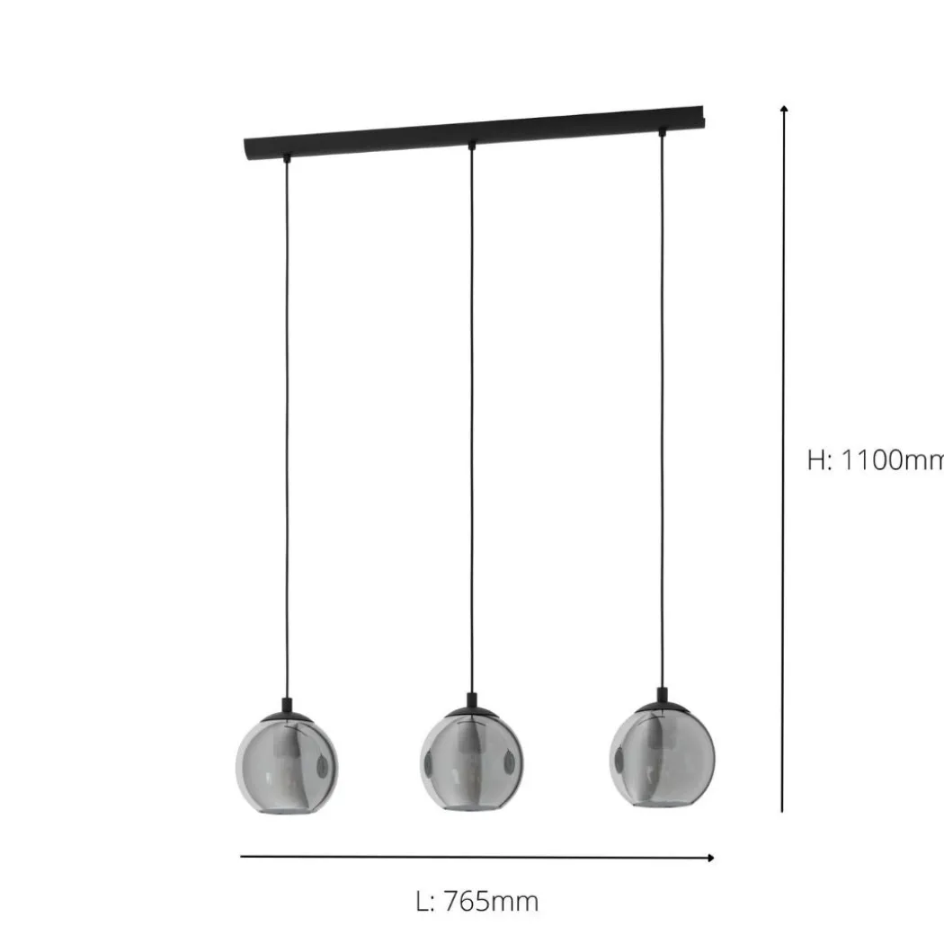 Ariscani 3 Light Smoked Glass Ceiling Light Bar