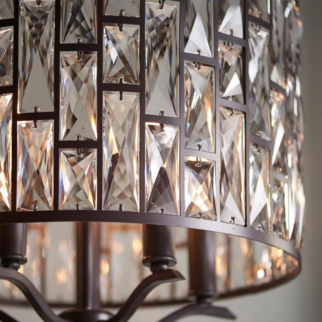 Belle 5 Light Dark Bronze & Crystal Pendant Ceiling Light