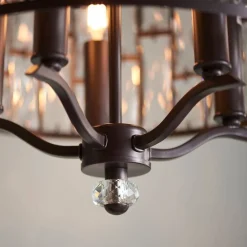 Belle 5 Light Dark Bronze & Crystal Pendant Ceiling Light