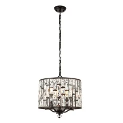 Belle 5 Light Dark Bronze & Crystal Pendant Ceiling Light