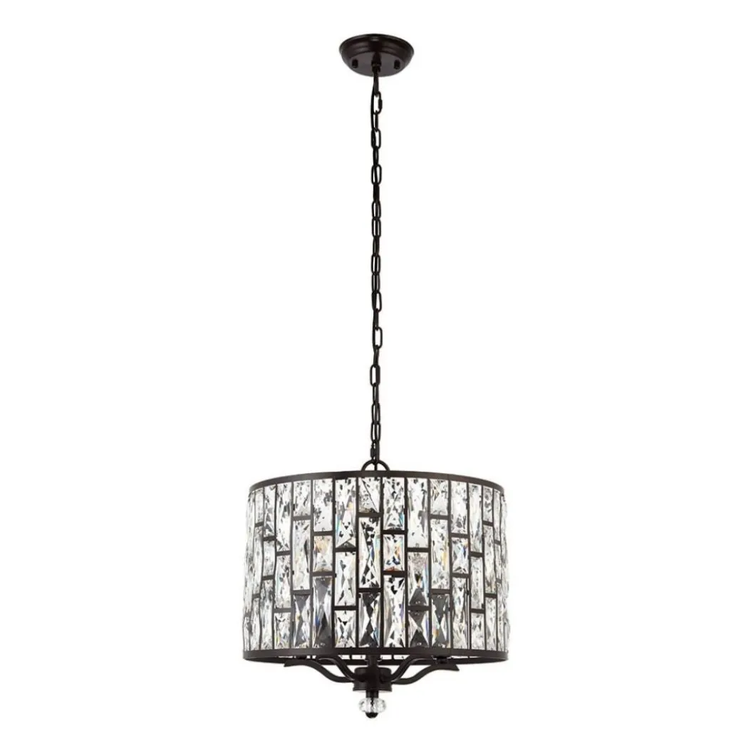Belle 5 Light Dark Bronze & Crystal Pendant Ceiling Light