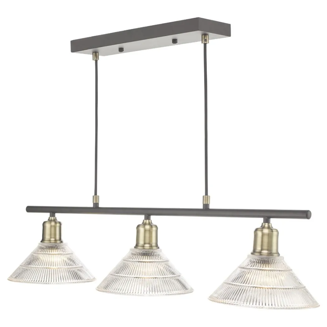 Boyd 3 Light Pendant Glass and Antique Brass Ceiling Light