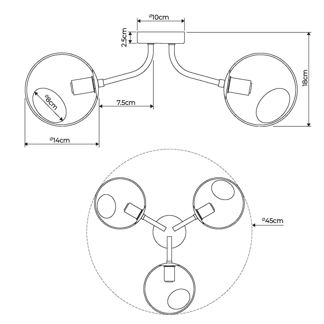 Branco 3 Light Semi-Flush Ceiling Light