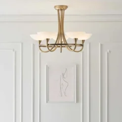 Cagney 5 Light Ceiling Light Antique Brass