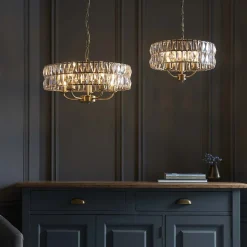 Clifton 3 Light Antique Brass Pendant Ceiling Light