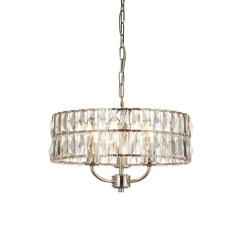Clifton 3 Light Nickel & Crystal Pendant Ceiling Light