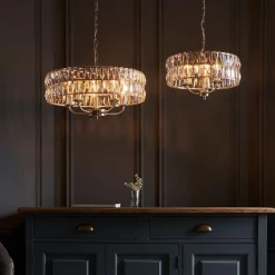 Clifton 5 Light Nickel & Crystal Pendant Ceiling Light