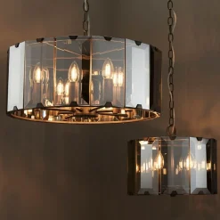 Clooney 8 Light Smoked Glass Pendant Ceiling Light