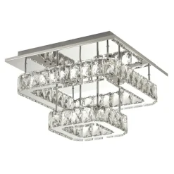 Clover 2 Tier Polished Chrome and Crystal LED Flush Ceiling Light