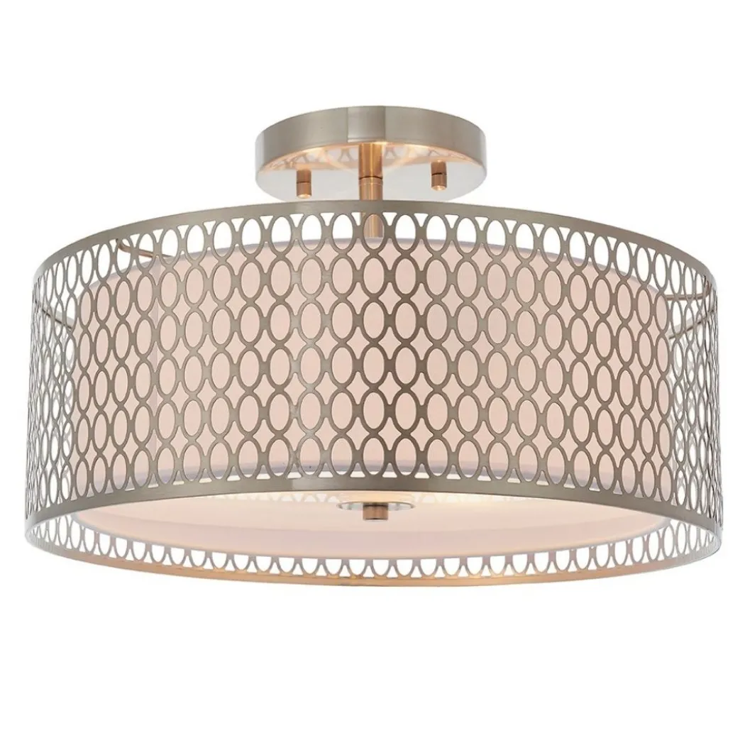 Cordero 3 Light Satin Nickel Flush Ceiling Light
