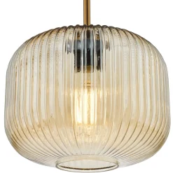 Demarius Brass & Amber Glass Pendant Ceiling Light