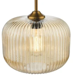 Demarius Brass & Amber Glass Pendant Ceiling Light