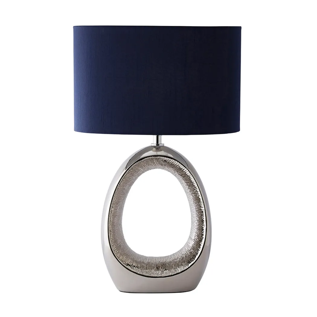 Dott Chrome Ceramic Table Lamp with Blue Shade