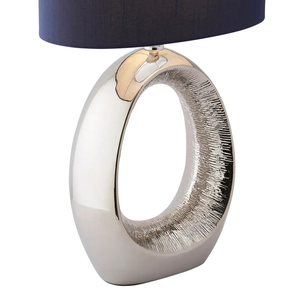 Dott Chrome Ceramic Table Lamp with Blue Shade