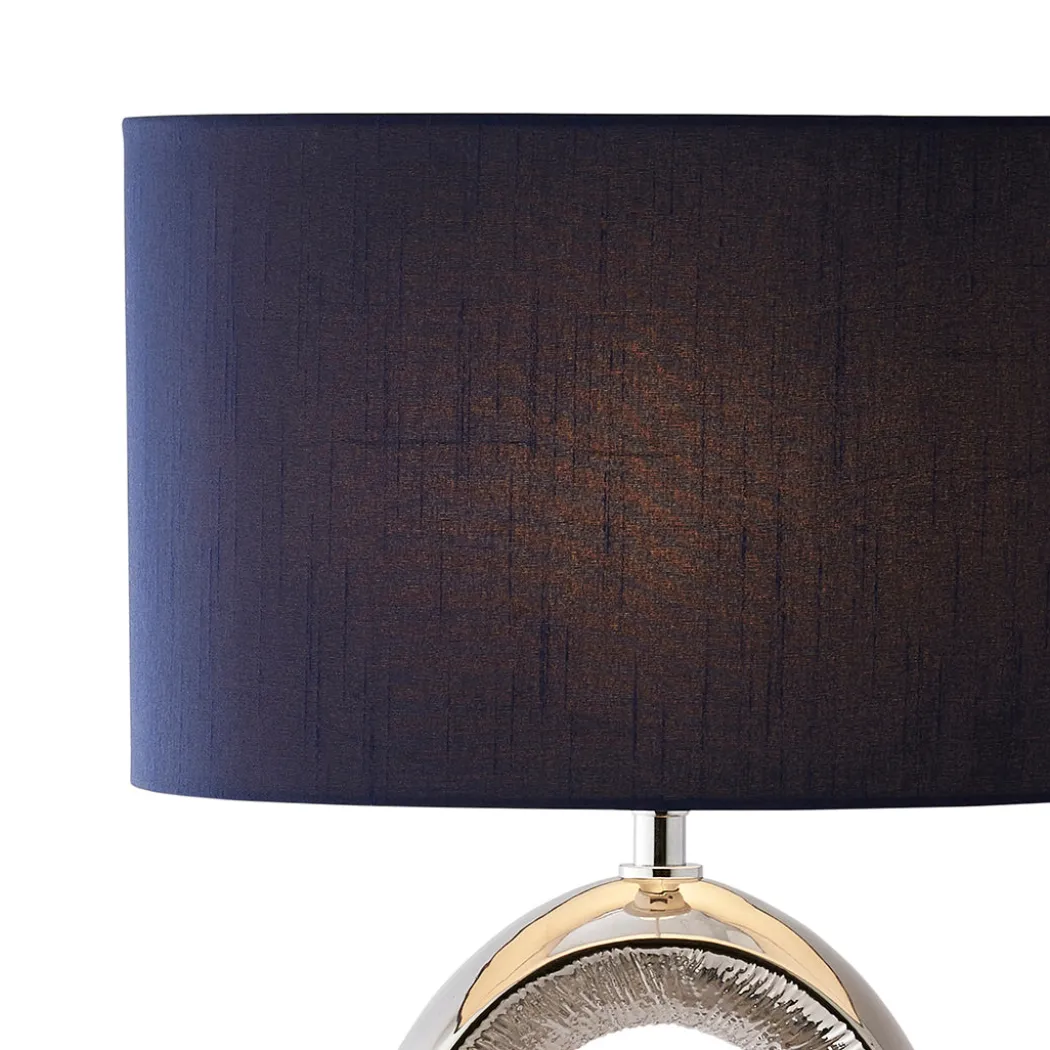 Dott Chrome Ceramic Table Lamp with Blue Shade