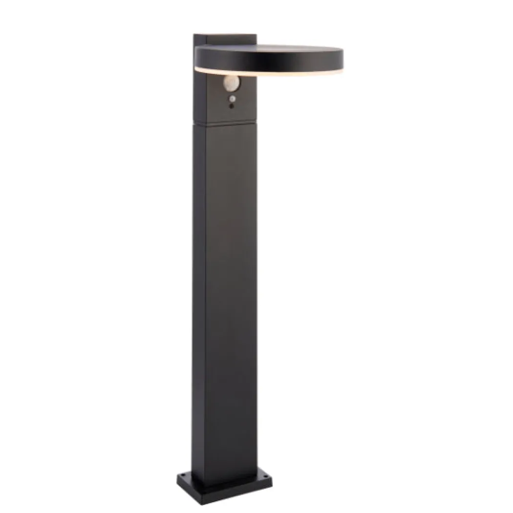 Ebro Outdoor IP44 PIR Black Solar-Powered Post