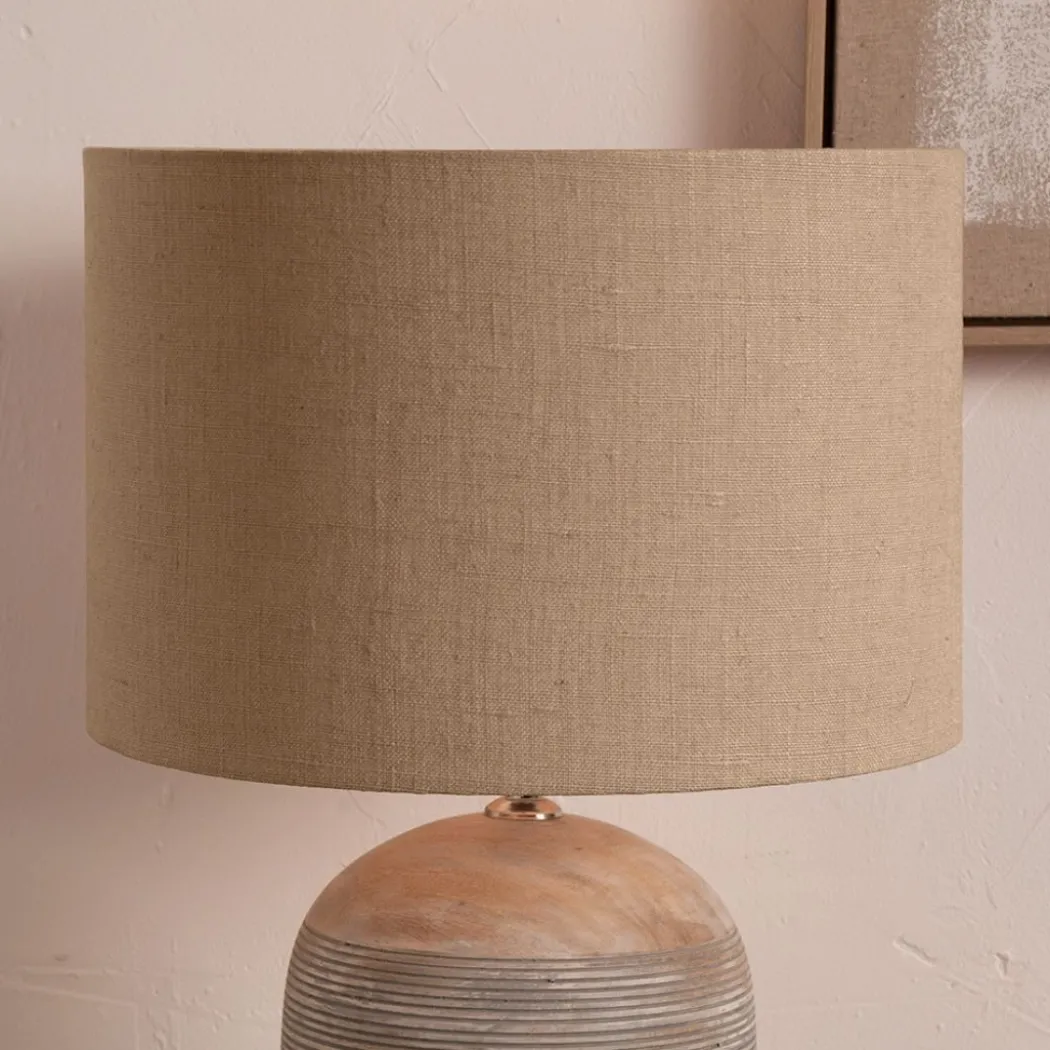 Edward 45cm Brown Linen Cylinder Shade