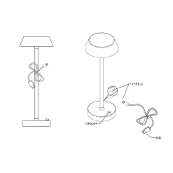 Energize Black LED Rechargeable Desk Table Lamp with Touch Sensor