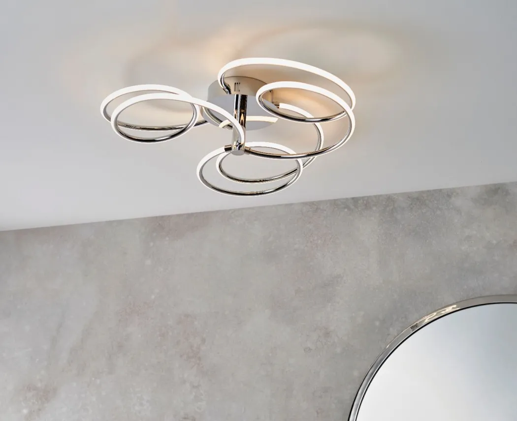 Eterne Large Warm White LED Semi Flush Ceiling Light