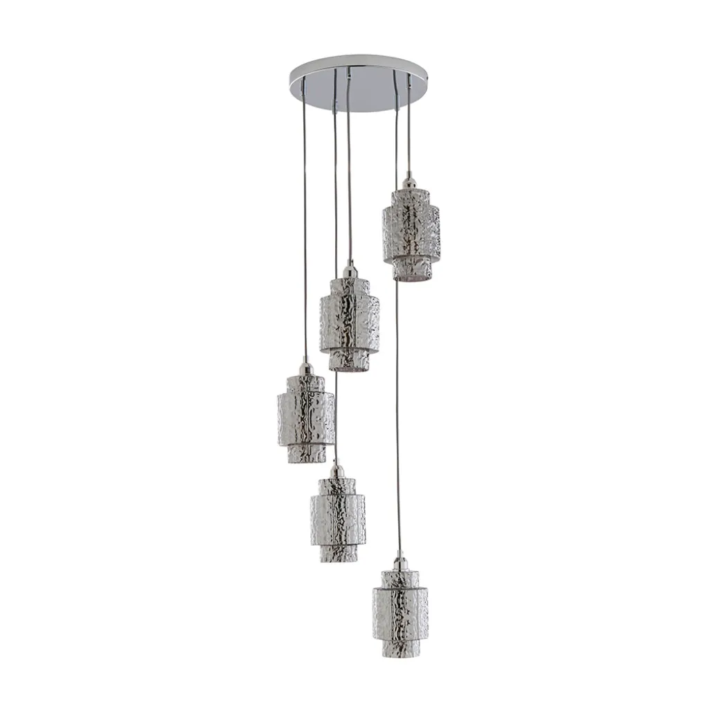 Evelle 5-Light Chrome Cascading Pendant