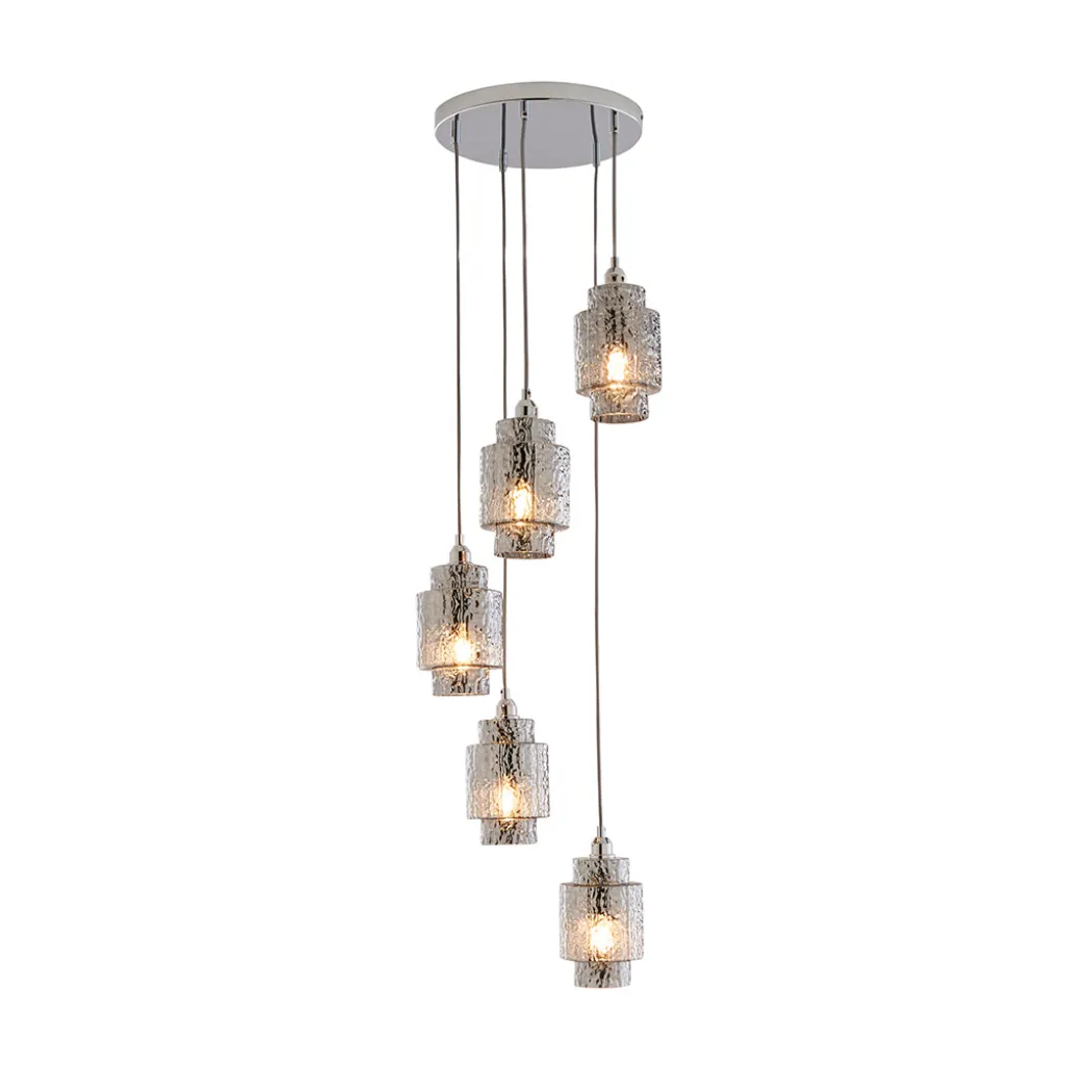 Evelle 5-Light Chrome Cascading Pendant
