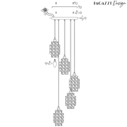 Evelle 5-Light Chrome Cascading Pendant