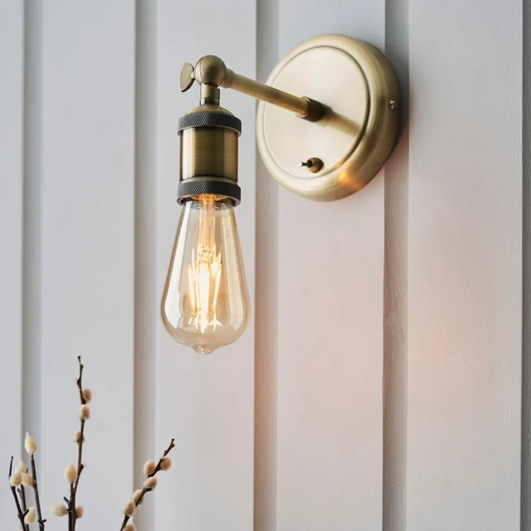 Hal Antique Brass Industrial Wall Light