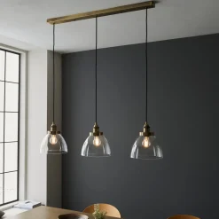 Hansen Antique Brass 3 Pendant Light Ceiling Bar