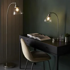 Hansen Polished Nickel & Glass Task Floor Lamp