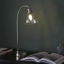 Hansen Polished Nickel & Glass Task Table Lamp