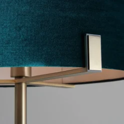 Hayfield Antique Brass & Green Velvet Floor Lamp
