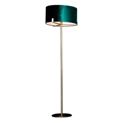Hayfield Antique Brass & Green Velvet Floor Lamp