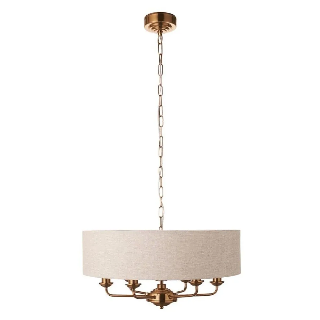 Highclere 6 Light Brass Pendant Ceiling Light