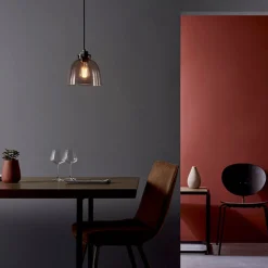 Hoyo Smoked Glass and Black 1 Light Pendant