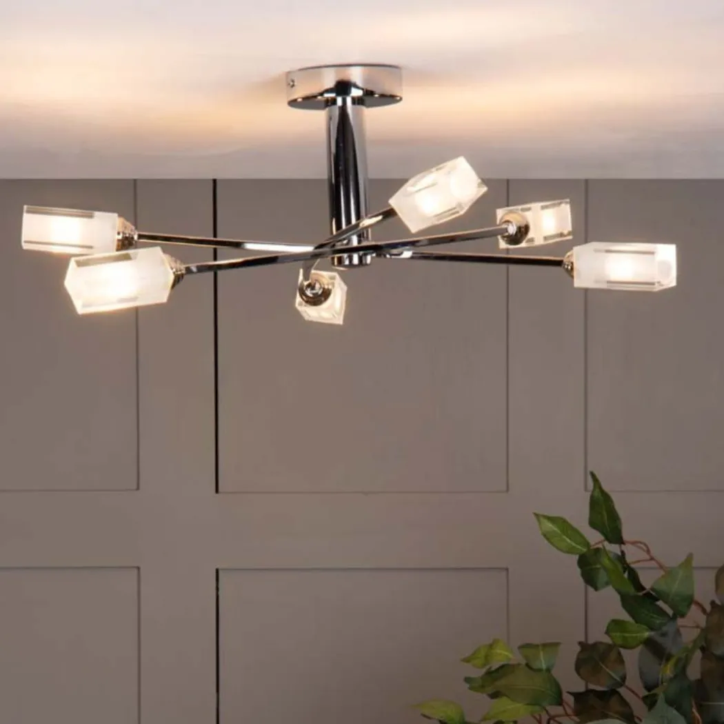 Icarus 6 Light Semi Flush Ceiling Light Polished Chrome