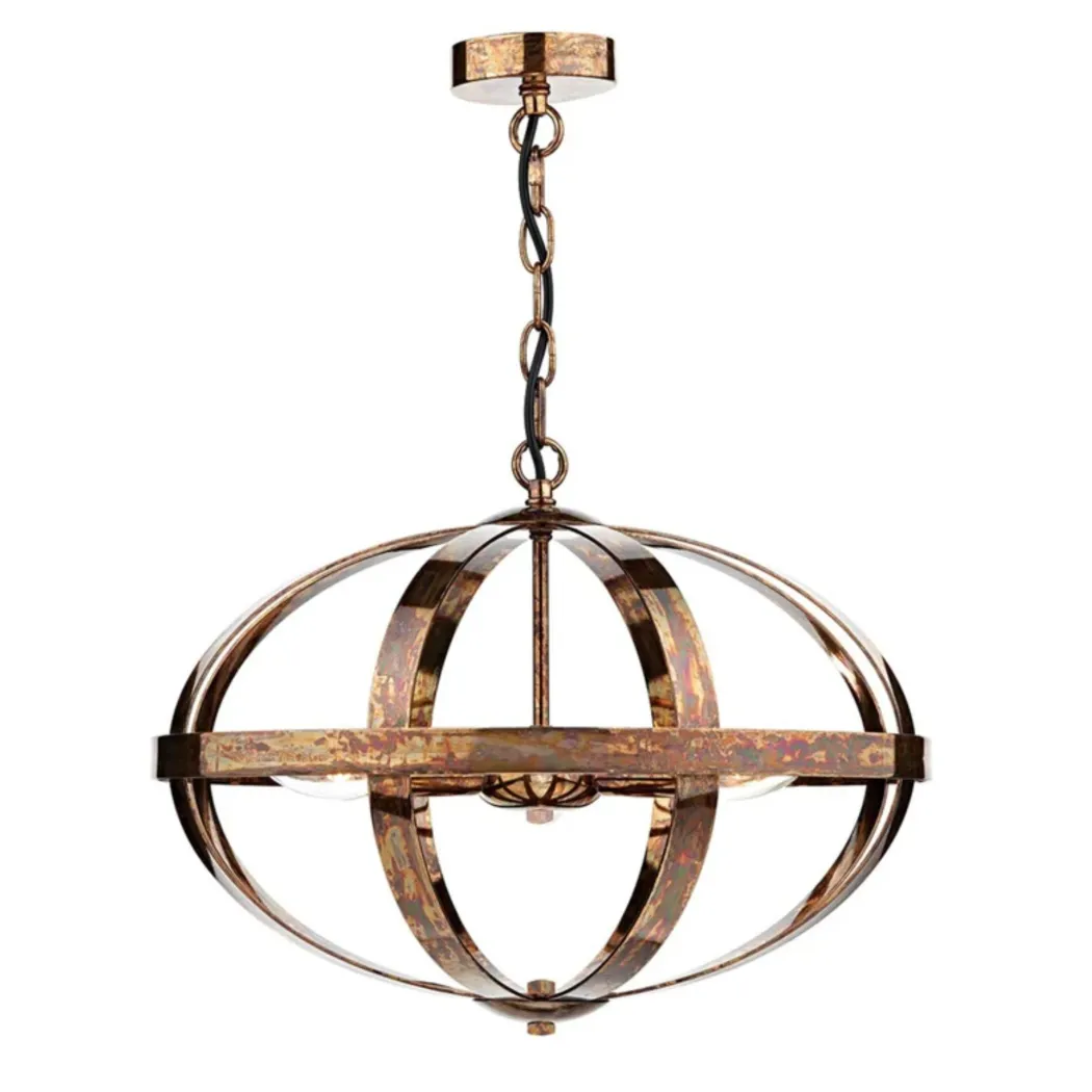 Inga 3 Light Petrol Copper Pendant Ceiling Light