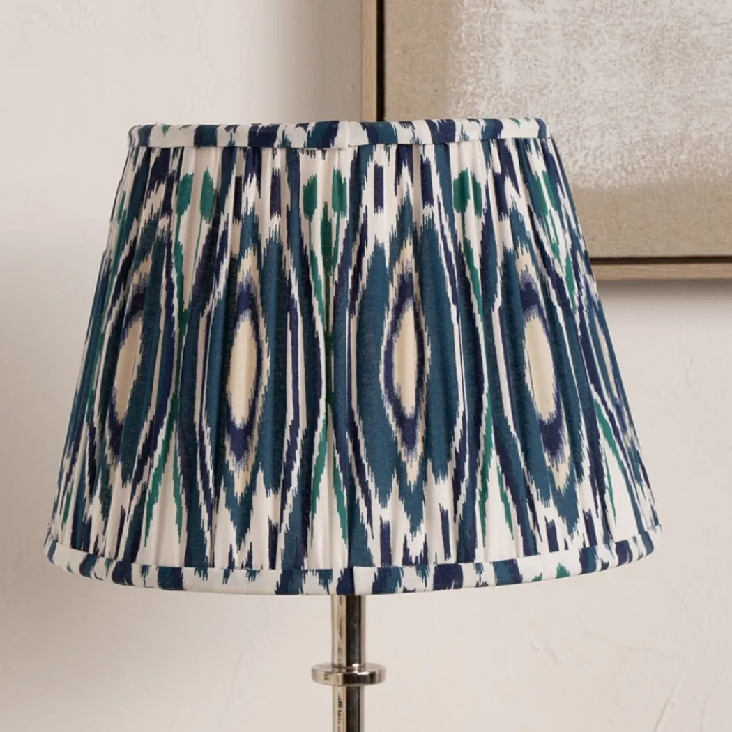 Izara 35cm Blue Ikat Pleated Tapered Shade