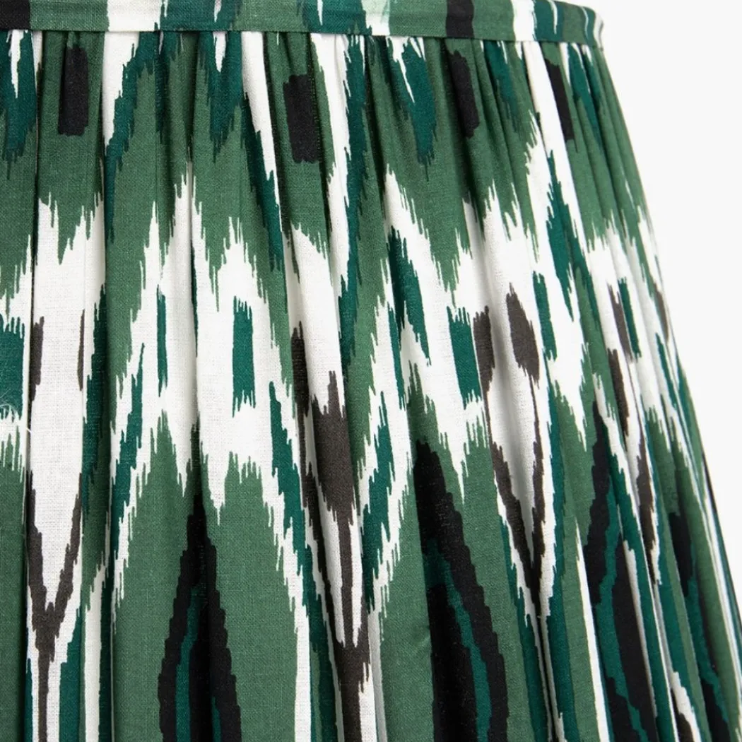 Izara 40cm Green Ikat Pleated Tapered Shade