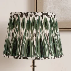 Izara 40cm Green Ikat Pleated Tapered Shade