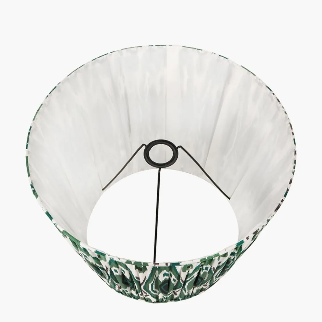 Izara 40cm Green Ikat Pleated Tapered Shade