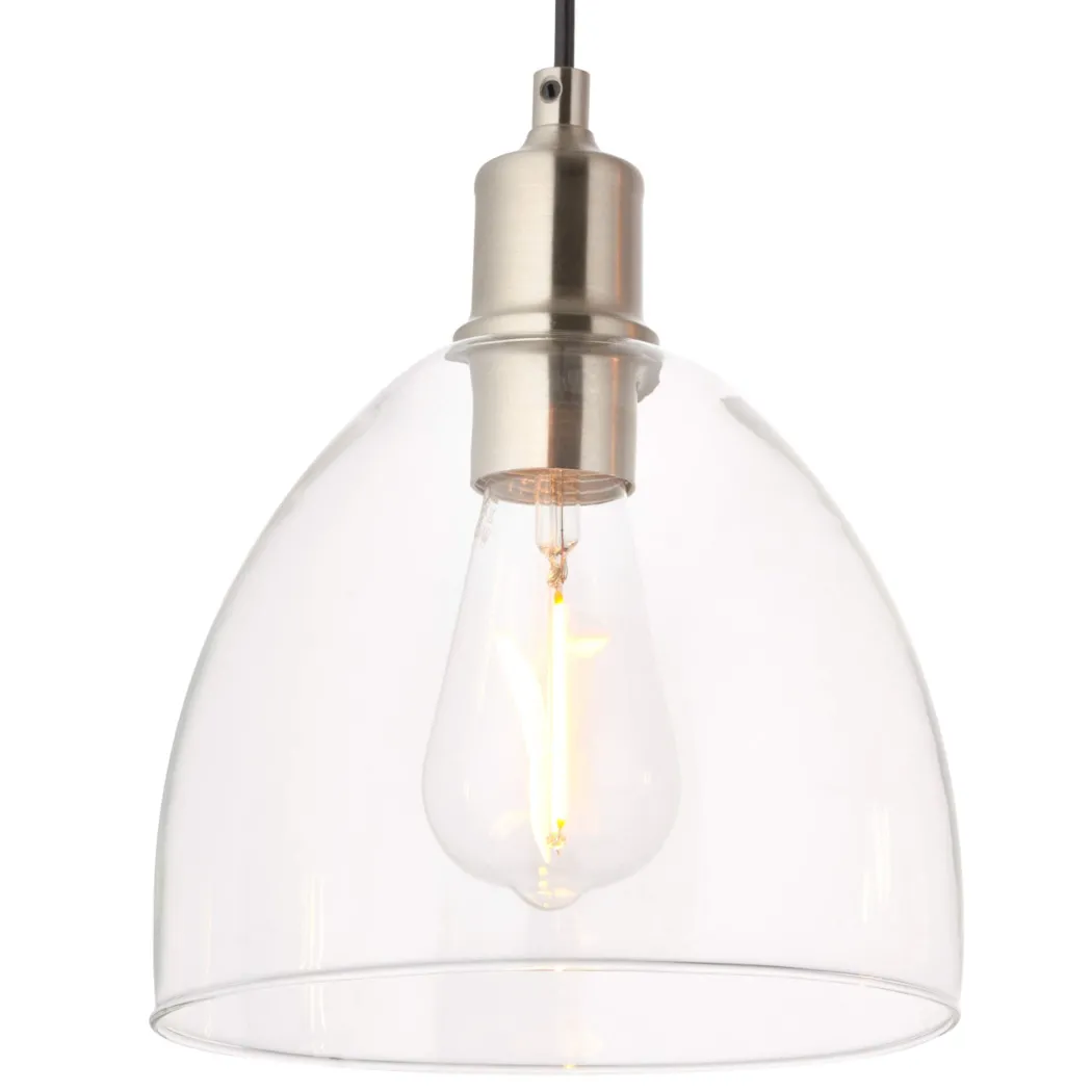 Jacob 3 Light Nickel and Glass Ceiling Pendant Bar