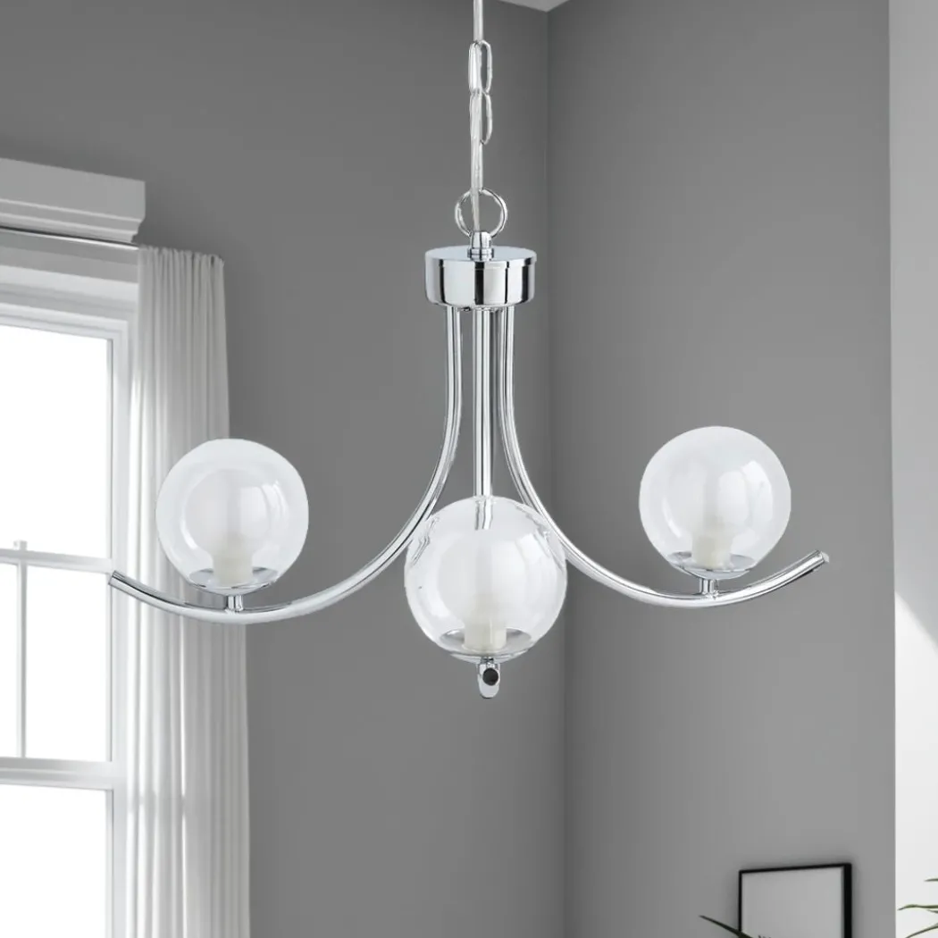Jimena 3 Light Polished Chrome Pendant Ceiling Light