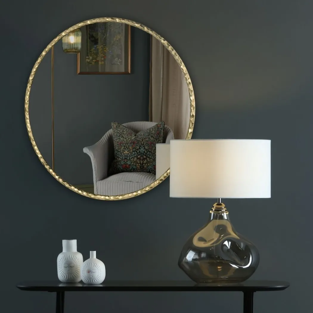 Jinelle 80cm Textured Gold-Framed Mirror