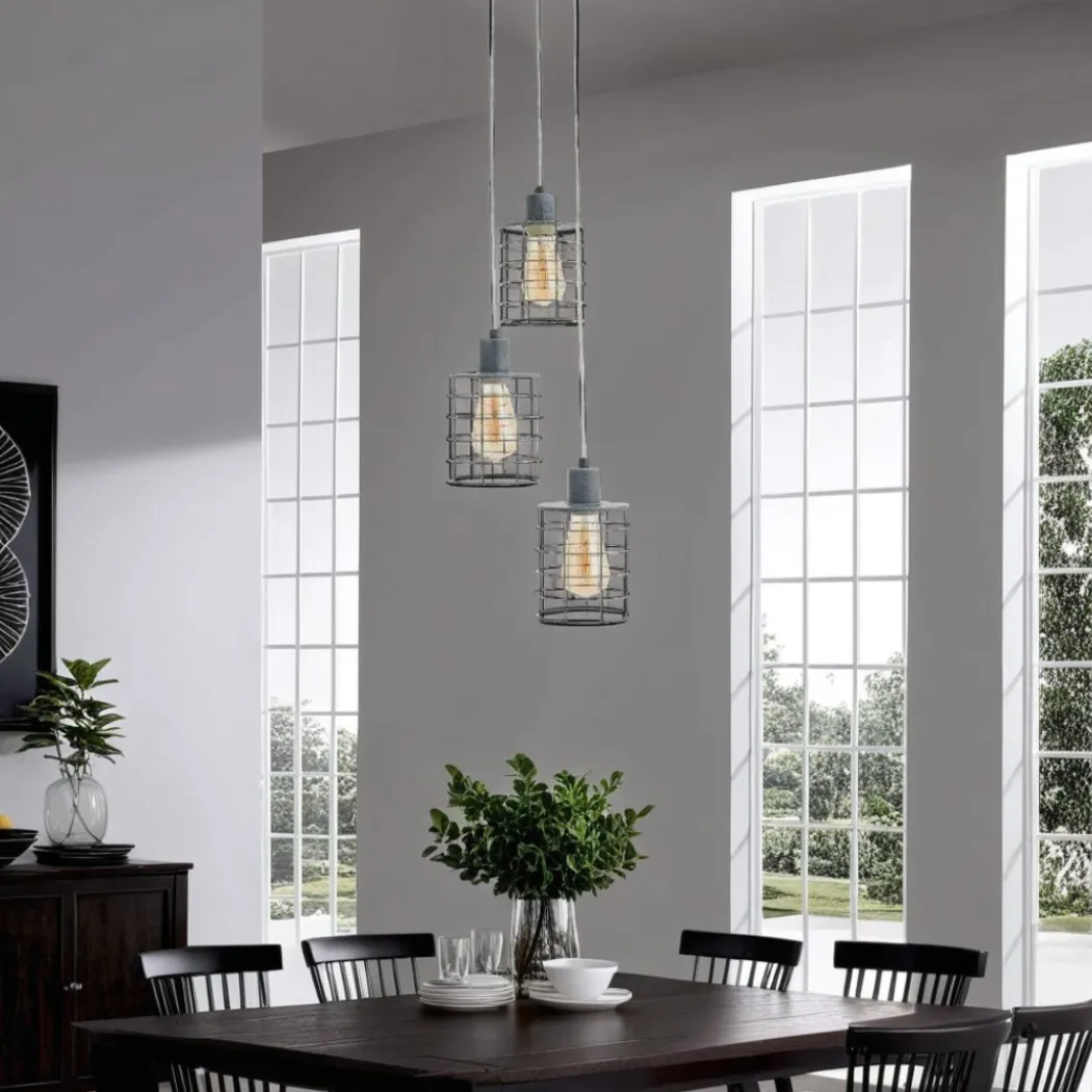 Keaton 3 Light Pendant Concrete Effect Ceiling Light