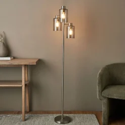 Kingsholm 3 Light Satin Nickel Floor Lamp