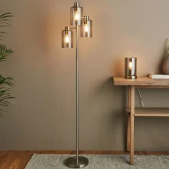 Kingsholm 3 Light Satin Nickel Floor Lamp