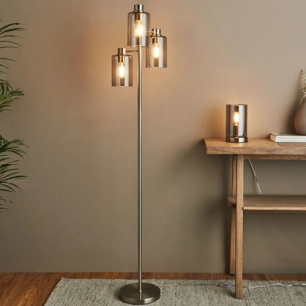 Kingsholm 3 Light Satin Nickel Floor Lamp