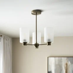 Kingsholm 3-Light Antique Brass Semi-Flush Ceiling Light