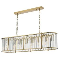 Kiran 7 Light Brass & Crystal Ceiling Pendant Bar