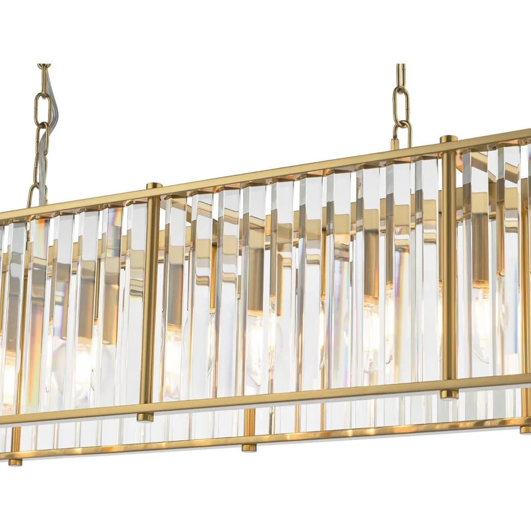 Kiran 7 Light Brass & Crystal Ceiling Pendant Bar
